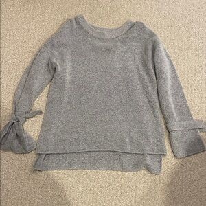 Miss Me Heather Gray Knit Top with Bow Sleeves